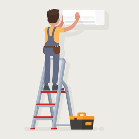 Ilustración de instalador realizando Servicio-Instalacion-Aire-Acondicionado